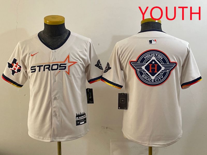 Youth Houston Astros Blank Cream three generations Joint Name 2025 Nike MLB Jersey style 41426